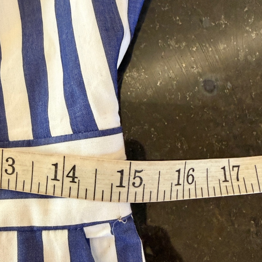 NWT J. Crew Tushar Blue/White Stripe Halter Neck Wide Leg Jumpsuit Size 6 - Picture 8 of 16